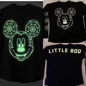 Disney Parks Little Boo Vampire Mickey Halloween Spirit Jersey Kids glow in dark